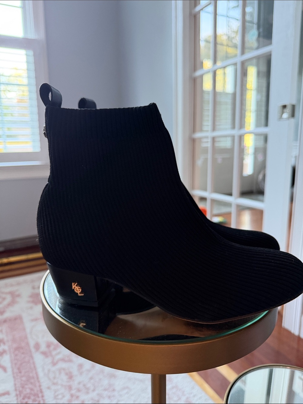 Karl lagerfeld Ribbed Black Knit Ankle Booties